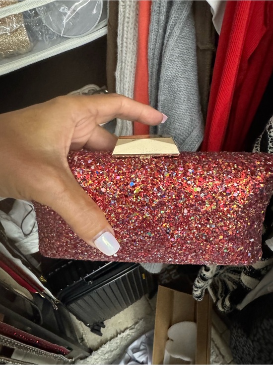 Handbags - Glitter Clutch Evening Bag in Rose Red